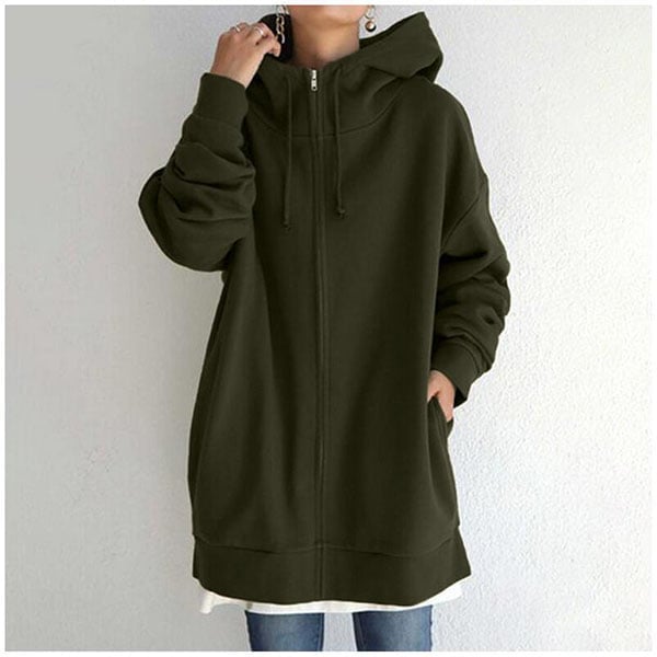 🎅Early Fall Sale (50% OFF)🎁 Hooded Zipper Long Padded Sweatshirt