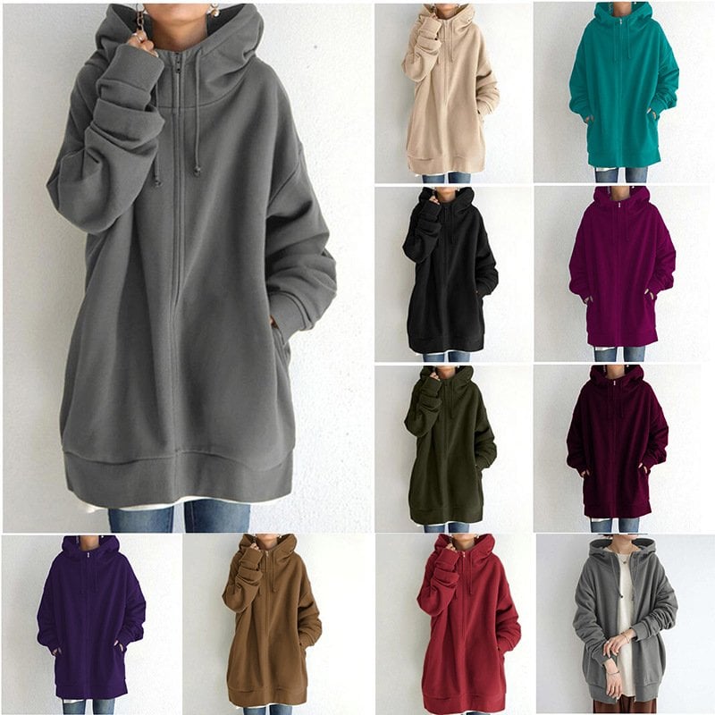 🎅Early Fall Sale (50% OFF)🎁 Hooded Zipper Long Padded Sweatshirt