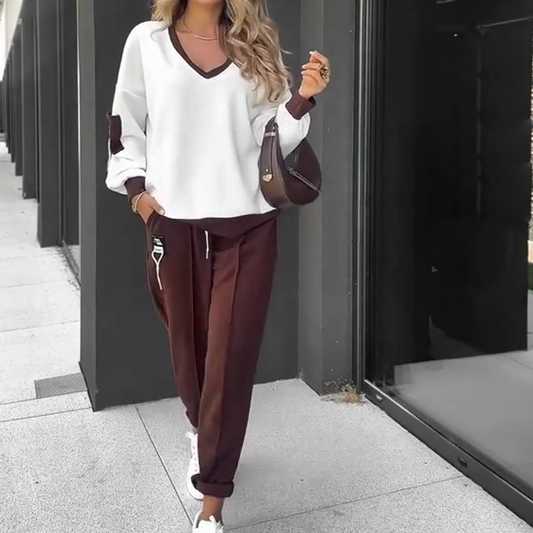 Color-Block Pullover Hoodie & Jogger Pants Set