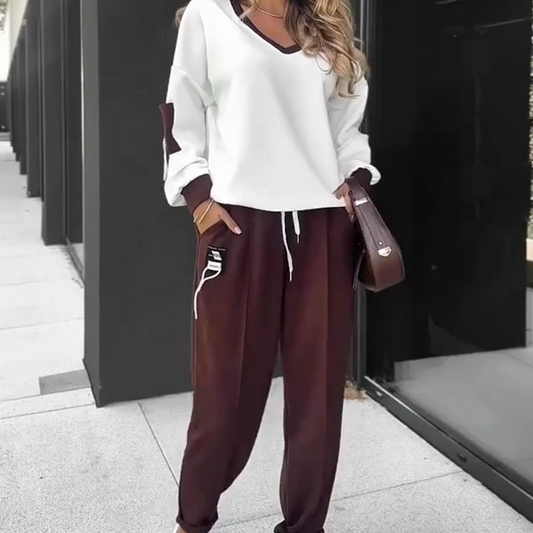 Color-Block Pullover Hoodie & Jogger Pants Set