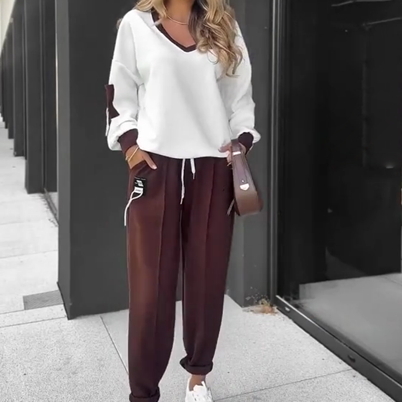 Color-Block Pullover Hoodie & Jogger Pants Set